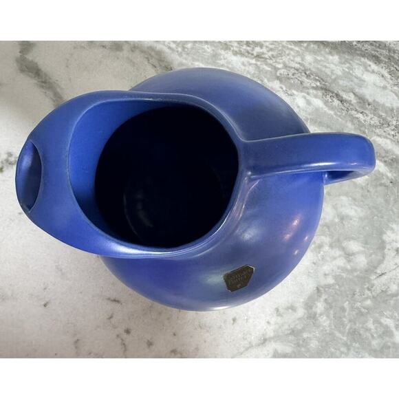 Vintage Rare MCM Camark Cobalt Blue Heavy Pottery Pitcher - Picture 3 of 9